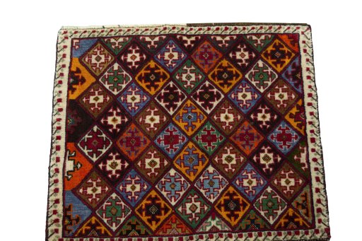 Surface texture of 2000s Shiraz rug with natural Wool and intricate pattern