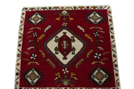 Surface texture of 2000s Shiraz rug with natural Wool and intricate pattern