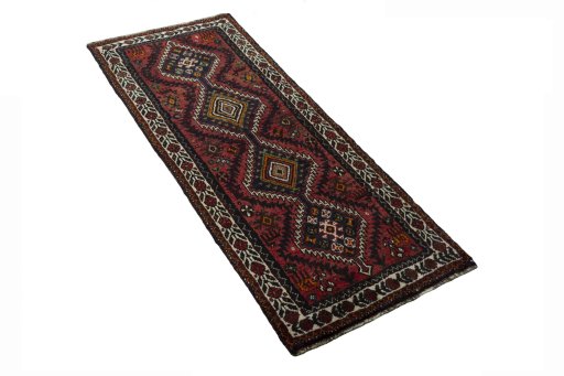 Close-up detail of 2000s Shiraz rug from Iran / Persia showing Wool weave