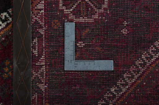 Close-up detail of 2000s Shiraz rug from Iran / Persia showing Wool weave