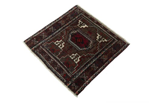 Corner detail of 2000s Shiraz rug showing border pattern and Wool pile