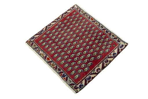 Corner detail of 2000s Shiraz rug showing border pattern and Wool pile