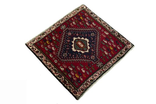 Close-up detail of 2000s Shiraz rug from Iran / Persia showing Wool weave
