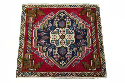 Surface texture of 2000s Shiraz rug with natural Wool and intricate pattern