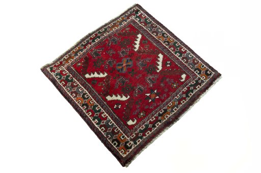 Close-up detail of 2000s Shiraz rug from Iran / Persia showing Wool weave