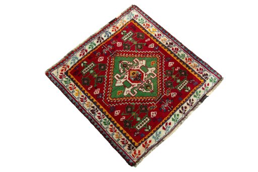 Close-up detail of 2000s Shiraz rug from Iran / Persia showing Wool weave