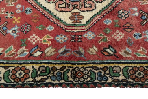 Full view of New Shiraz rug from Iran / Persia, 177 × 72 cm in Red tones