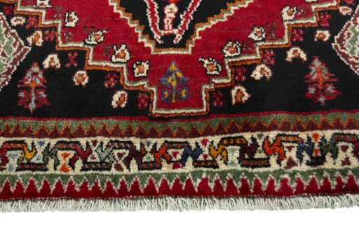 Close-up detail of 2000s Shiraz rug from Iran / Persia showing Wool weave