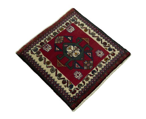 Close-up detail of 1970s Shiraz rug from Iran / Persia showing Wool weave