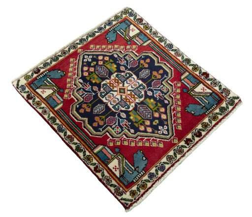 Close-up detail of 1970s Shiraz rug from Iran / Persia showing Wool weave
