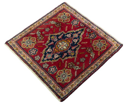 Corner detail of 1970s Shiraz rug showing border pattern and Wool pile