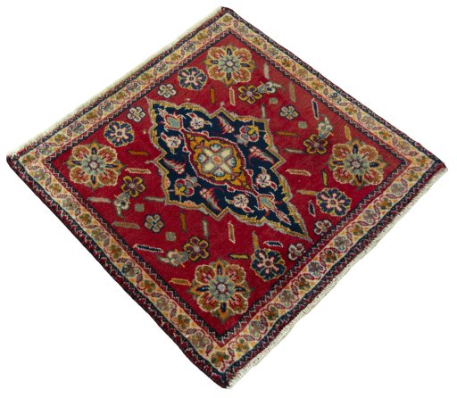 Close-up detail of 1970s Shiraz rug from Iran / Persia showing Wool weave