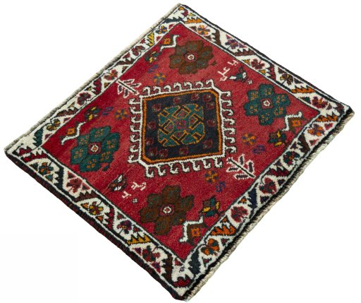 Close-up detail of 1970s Shiraz rug from Iran / Persia showing Wool weave