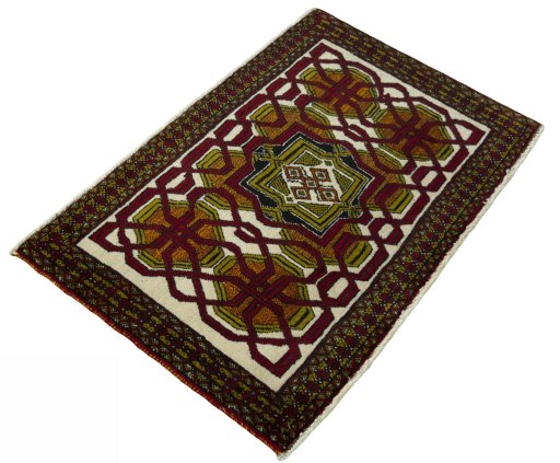 Close-up detail of 1970s Shiraz rug from Iran / Persia showing Wool weave