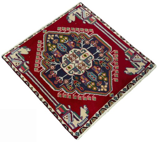 Close-up detail of 1970s Shiraz rug from Iran / Persia showing Wool weave
