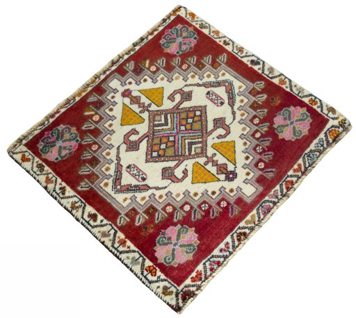 Close-up detail of 1970s Shiraz rug from Iran / Persia showing Wool weave