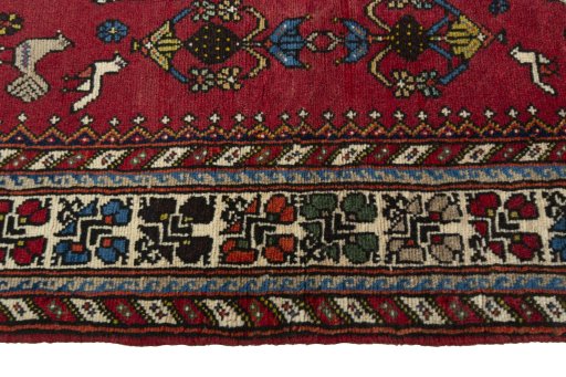 Close-up detail of 2000s Shiraz rug from Iran / Persia showing Wool weave