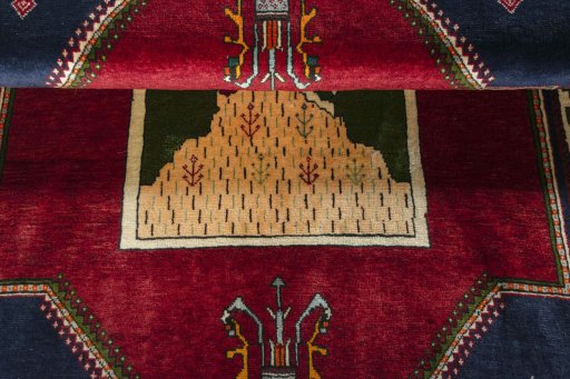 Full view of 2000s Shiraz rug from Iran / Persia, 192 × 119 cm in Red tones