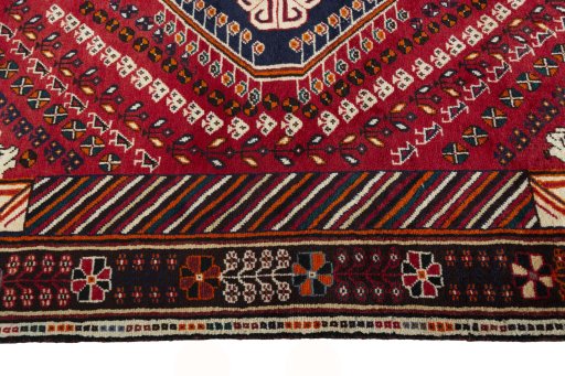 Full view of 2000s Shiraz rug from Iran / Persia, 260 × 163 cm in Red tones