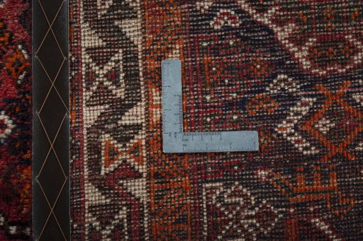 Close-up detail of 1970s Shiraz rug from Iran / Persia showing Wool weave