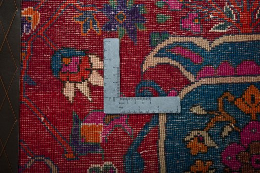 Backside of handmade 2000s Shiraz rug showing knot structure and weave density