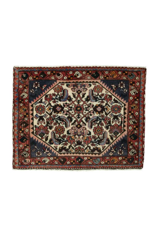 Full view of 2000s Shiraz rug from Iran / Persia, 67 × 85 cm in Beige tones