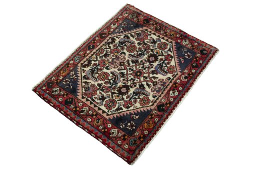 Close-up detail of 2000s Shiraz rug from Iran / Persia showing Wool weave