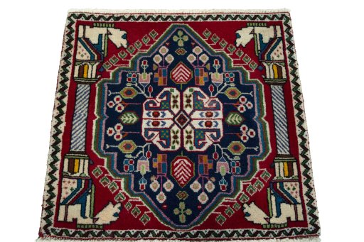 Surface texture of 2000s Shiraz rug with natural Wool and intricate pattern