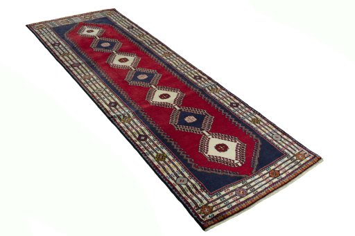 Close-up detail of 2000s Shiraz rug from Iran / Persia showing Wool weave