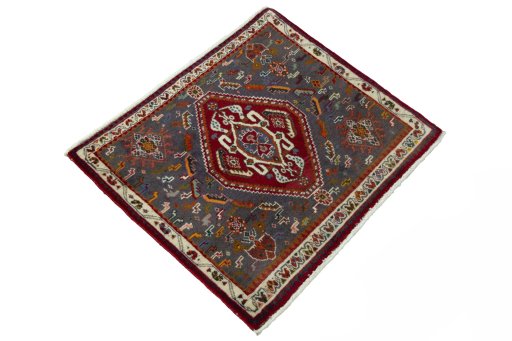Close-up detail of 2000s Shiraz rug from Iran / Persia showing Wool weave