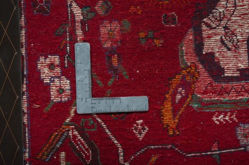 Backside of handmade 2000s Shiraz rug showing knot structure and weave density