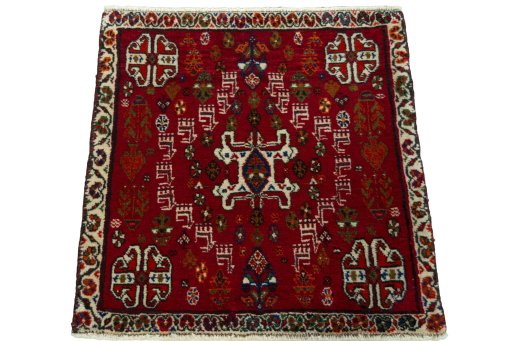 Surface texture of 2000s Shiraz rug with natural Wool and intricate pattern