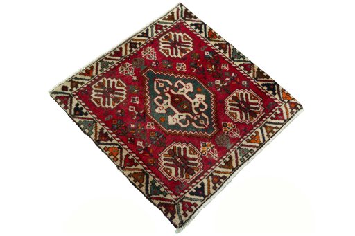 Close-up detail of 2000s Shiraz rug from Iran / Persia showing Wool weave