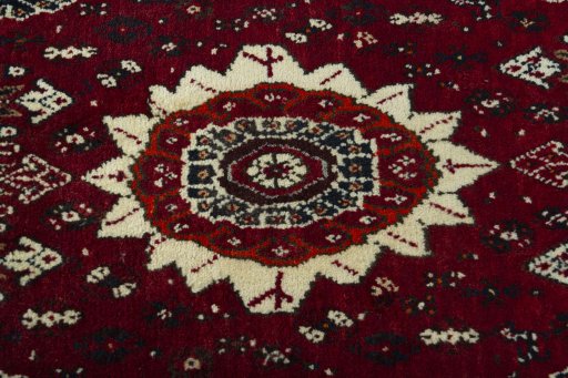 Central medallion detail of 2000s Shiraz rug from Iran / Persia