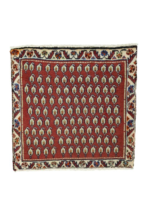 Full view of 2000s Shiraz rug from Iran / Persia, 57 × 57 cm in Red tones