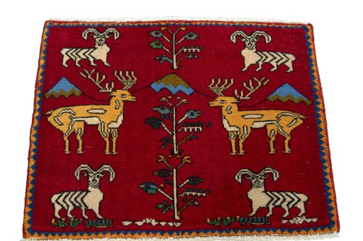 Surface texture of 2000s Shiraz rug with natural Wool and intricate pattern