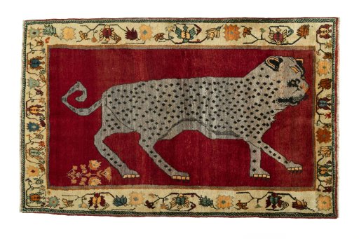 Full view of 2000s Shiraz rug from Iran / Persia, 192 × 122 cm in Red tones
