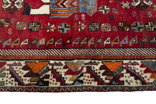 Close-up detail of 2000s Shiraz rug from Iran / Persia showing Wool weave