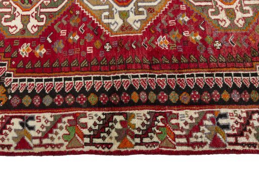 Close-up detail of 2000s Shiraz rug from Iran / Persia showing Wool weave