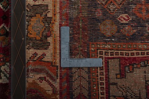 Close-up detail of 2000s Shiraz rug from Iran / Persia showing Wool weave
