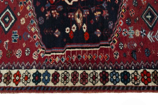Close-up detail of 2000s Shiraz rug from Iran / Persia showing Wool weave