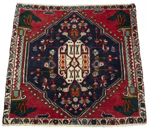 Surface texture of 2000s Shiraz rug with natural Wool and intricate pattern