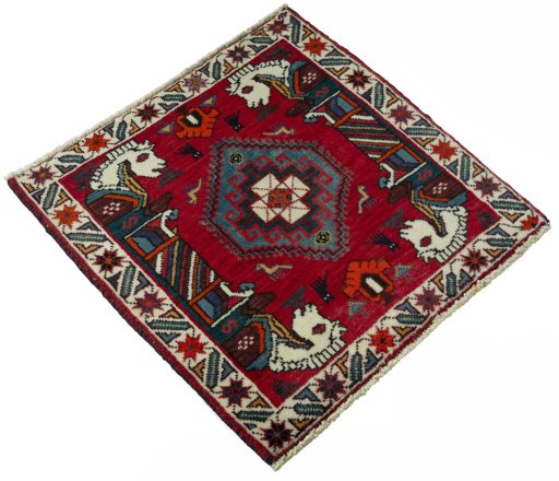 Close-up detail of 2000s Shiraz rug from Iran / Persia showing Wool weave