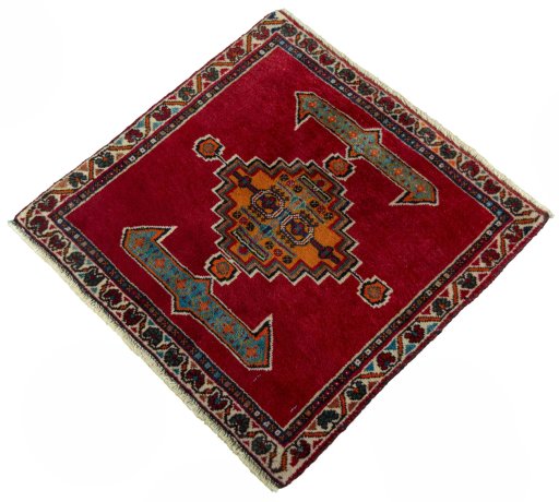 Corner detail of 2000s Shiraz rug showing border pattern and Wool pile