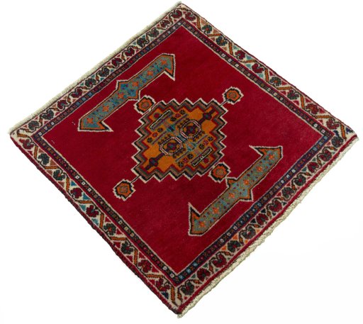 Close-up detail of 2000s Shiraz rug from Iran / Persia showing Wool weave