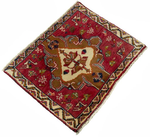 Close-up detail of 2000s Shiraz rug from Iran / Persia showing Wool weave