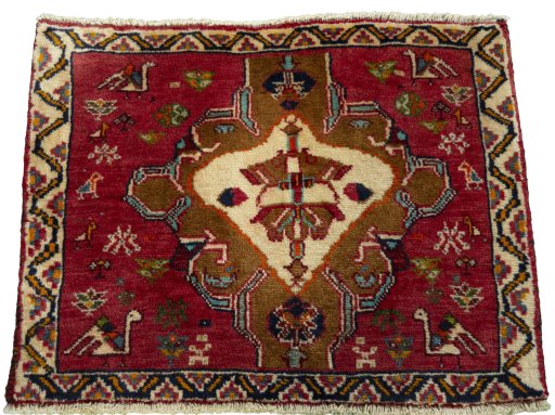 Surface texture of 2000s Shiraz rug with natural Wool and intricate pattern