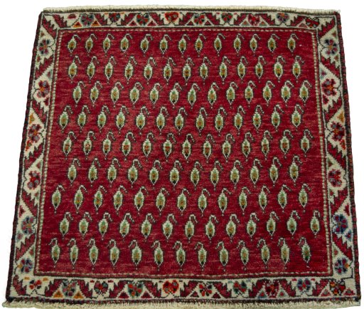 Surface texture of 2000s Shiraz rug with natural Wool and intricate pattern