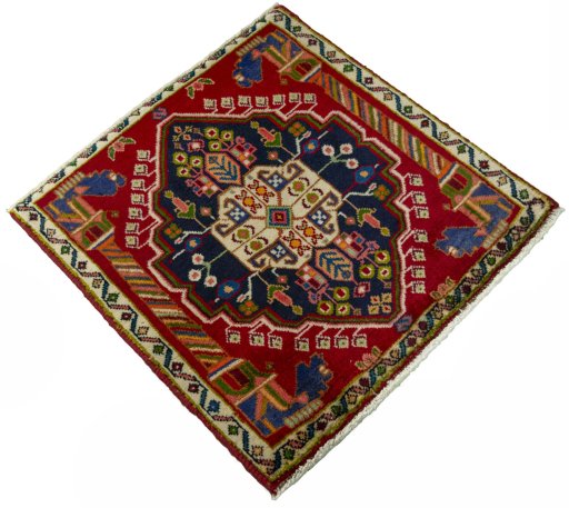 Close-up detail of 2000s Shiraz rug from Iran / Persia showing Wool weave