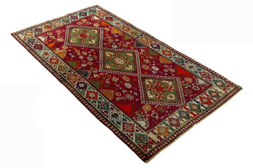 Close-up detail of 2000s Shiraz rug from Iran / Persia showing Wool weave